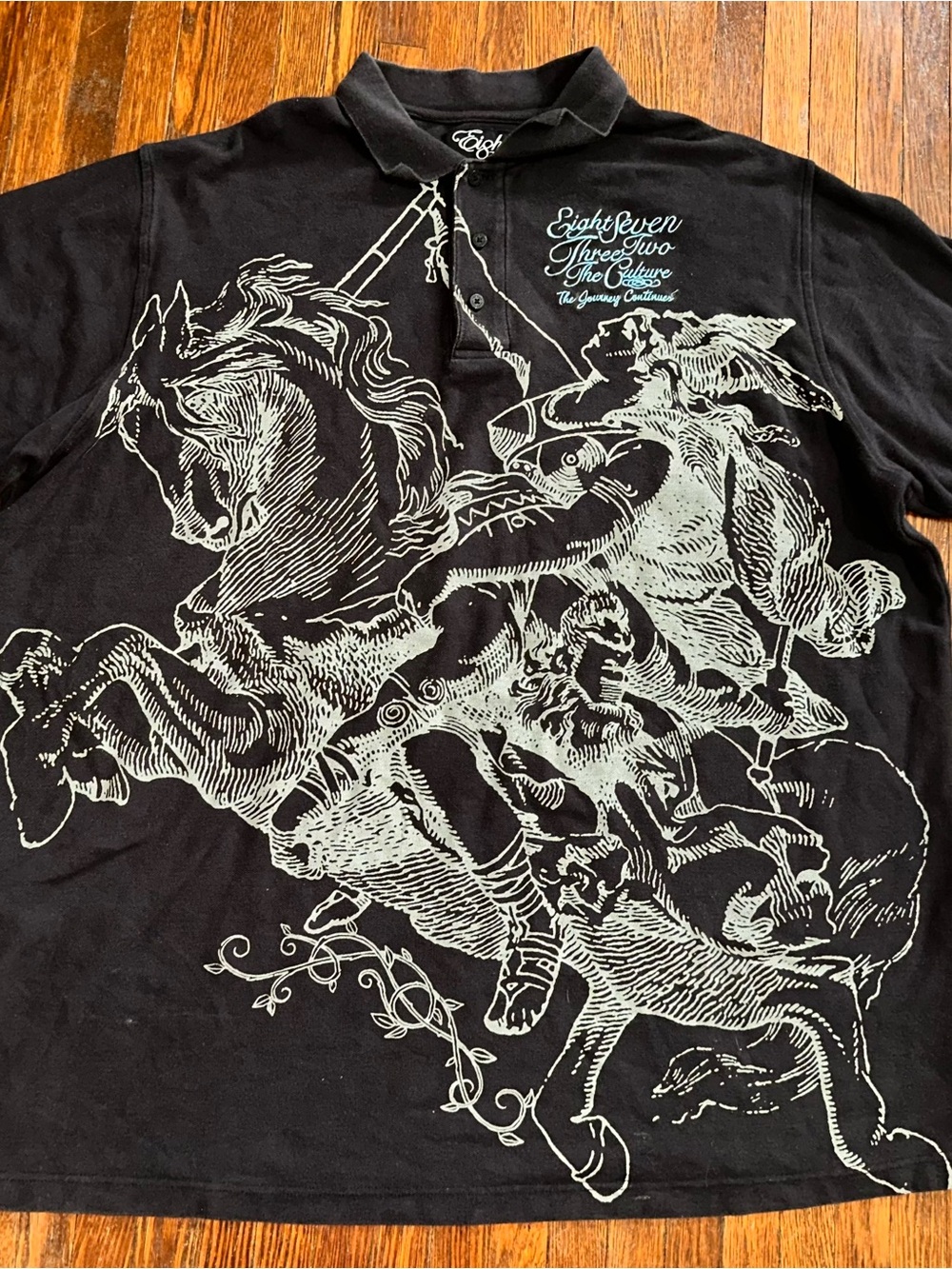 Men’s 3XL Eight 732 Black Embroidered Polo Shirt With Graphic Design